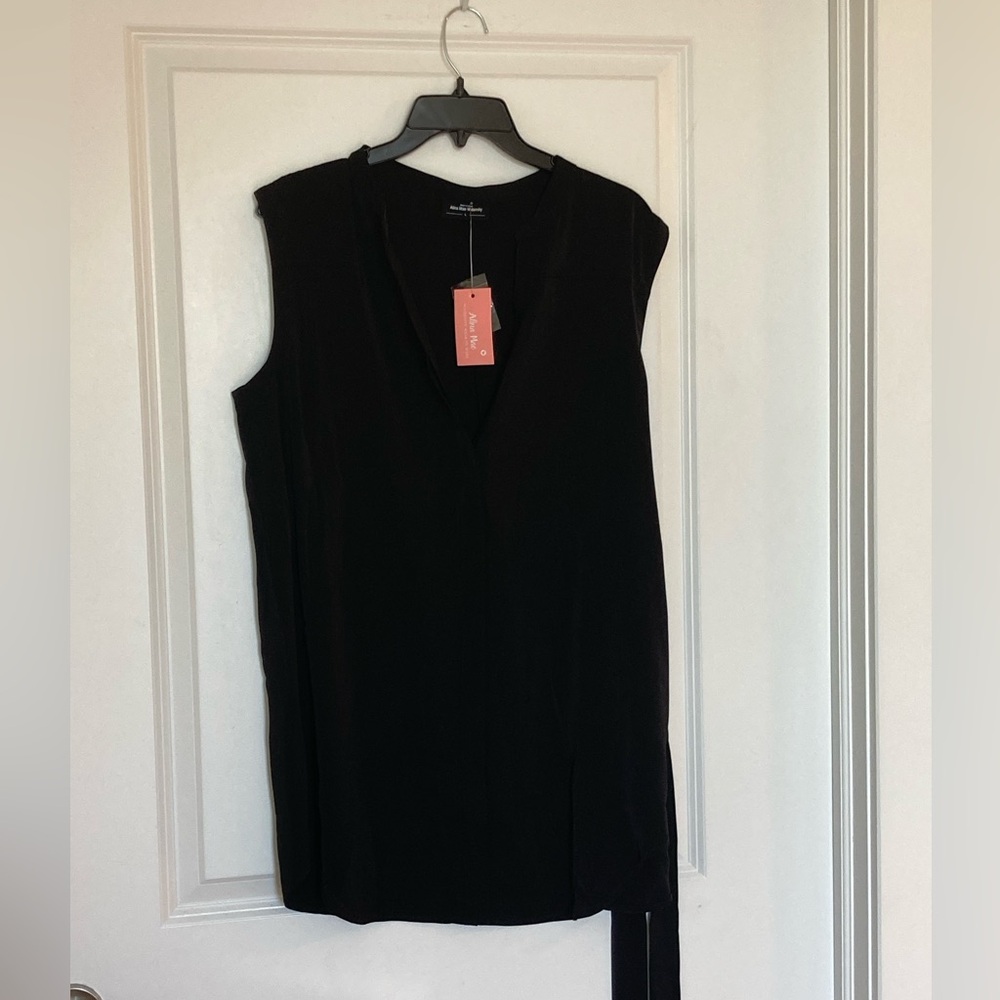Black Maternity Sleeveless Top with Belt - Picture 6 of 6
